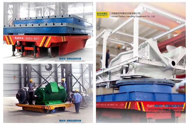 chariot plat électrique de transfert guidé par rail d'acier au carbone de 6 tonnes pour le transport de cargaison d'usine