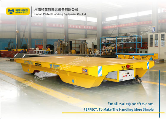 remote control operation rail transfer flat cart powered by sliding line